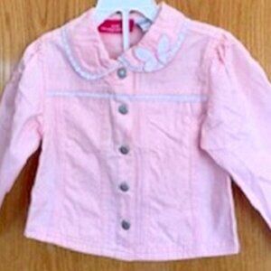 Kids Headquarters Girls' Denim Cotton Pink Jacket Butterfly Embroidery 3T